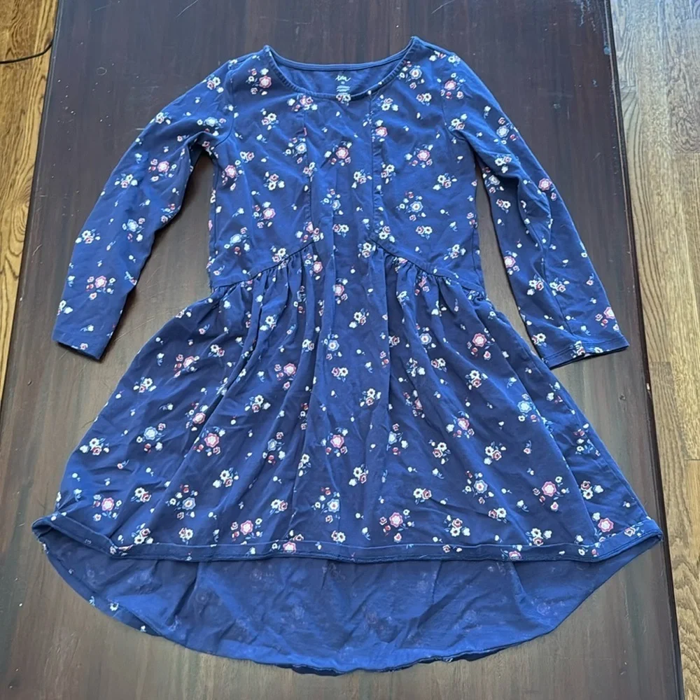 Tea Collection blue floral print long sleeve dress size 10